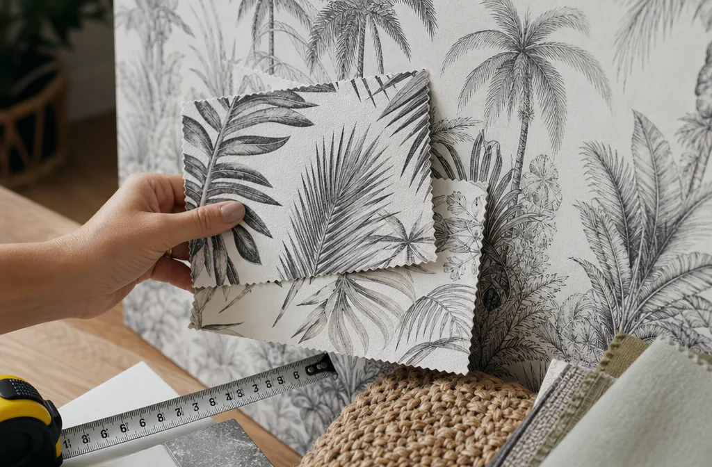 papier peint jungle noir et blanc